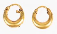 Ancient Roman High Karat Yellow Gold Bulbous Hoop Earrings from the 2nd Century