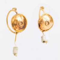 Ancient Roman Shield Style Earrings with Turquoise Danglers, 2nd Century AD