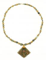 Ancient Asia Minor Jade and High Karat Gold Bead Necklace with Mughal Style Jade Pendant