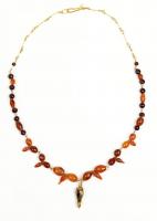 Beautiful Carnelian and Garnet Necklace with Amphora Shaped Pendant and 8" of 18K Yellow Gold Chain