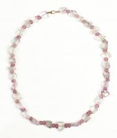 Hellenistic Rock Crystal and Dark Pink Glass Bead Necklace