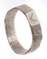 Ancient Roman Silver Decagon Faceted Ring with a Symbol Incised on Each Side, 2nd-3rd Century AD