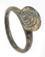 Scarce Jewish Bronze Ring with Bezel Clearly Incises with a Menorah, Byzantine ca. 5th Century