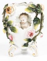 Rare Porcelain Egg with Cherub, Sitzendorf Porcelain Studios, Dresden 1887-1900