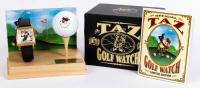 Very Collectible, Limited Edition "Taz Golf Watch" from 1993 Warner Bros. Stores. Tank Style, Complete in Box with with Golf Bal