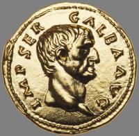 24 Karat Yellow Gold Facsimile of Roman Aureus of Galba 68-69 AD, Perfect for Custom Jewelry