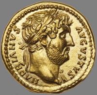 24 Karat Yellow Gold Facsimile Aureus of Hadrian 117-138 AD Perfect for Custom Jewelry