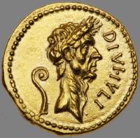 24 Karat Yellow Gold Facsimile of a Roman Aureus of Julius Caesar ca. 44 BC, Perfect For Use in Custom Jewelry