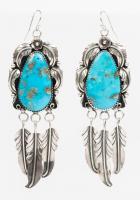 Dramatic Sterling Silver and Turquoise Dangle Earrings