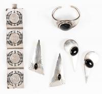 Collection of Sterling Silver and Onyx Jewelry from Mexico
