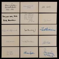 Baseball Hall of Famers: 35 Individually Signed 3 x 5 Cards: DiMaggio, Aaron, Mays, Berra, Grimes, Leonard, Greeenburg, Herman,
