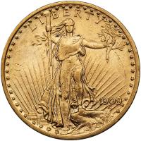 1909/8 $20 St. Gaudens PCGS AU55