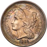 1865 Nickel 3C PCGS MS62