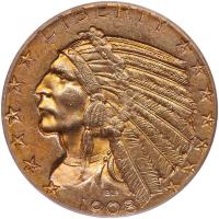 1908-D $5 Indian PCGS MS63