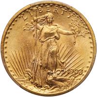 1908 $20 St. Gaudens. No Motto PCGS MS66