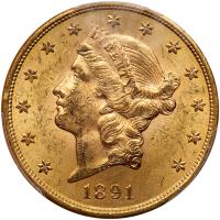 1891-S $20 Liberty PCGS MS62