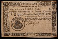 South Carolina, December 23, 1776, $8.00 Spanish Milled Dollars, SC-141