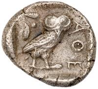 Athens. Silver Drachm (3.99 g), ca. 454-404 BC. Helmeted - 2