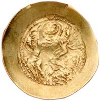 Hunnic. Hephthalites. Alchon Huns. Uncertain ruler, 5th Century AD. Gold Dinara (7.15 g). - 2