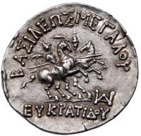 Baktrian Kingdom. Eukratides I. Silver Drachm (4.23 g), ca. 171-145 BC - 2