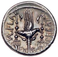 C. Valerius C.f. L.n. Flaccus. Silver Denarius (3.82 g), 82 BC - 2