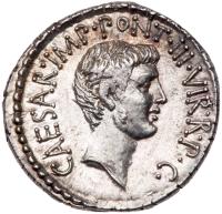 Mark Antony & Octavian. Silver Denarius (3.69 g), 41 BC - 2