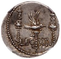 Marc Antony, as Imperator and Triumvir. Silver Legionary Denarius (3.85 g),
