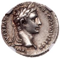 Augustus, 27 BC-AD 14. Silver Denarius (3.85 g), Mint of Lugdunum 2 BC- AD 12.