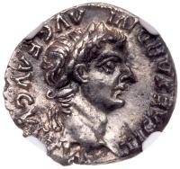 Tiberius, AD 14-37. Silver Denarius (3.68 g), Lugdunum ca. AD 15-18.