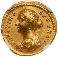 Faustina, Junior, wife of Marcus Aurelius. Gold Aureus (7.24 g), Rome. Struck under Marcus Aurelius, ca. AD 161.