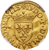 France: Dombes. Duchy. Louis II de Bourbon-Montpensier (1560-1582). Gold Ecu d' or or Â½ Pistole, 1579