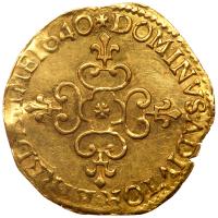 France: Dombes. Gaston d' OrlÃ©ans (1627-1650). Gold Ecu d'or or Â½ Pistole, 1640 - 2