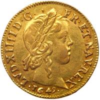 France. Louis XIV (1643-1715). Gold Louis d'or a la meche longue, 1649-&