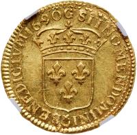 France. Louis XIV (1643-1715). Gold Louis d' or a l ecu, 1690-G - 2