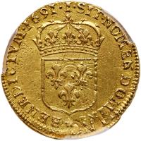 France. Louis XIV (1643-1715). Gold Double Louis d' or a l ecu, 1691-I - 2