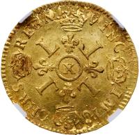 France. Louis XIV (1643-1715). Gold Louis d' or aux 4 L, 1694-X - 2