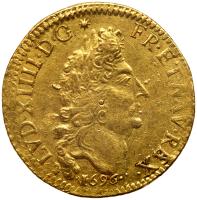 France. Louis XIV (1643-1715). Gold Double Louis d'or aux 4 L, 1696-G