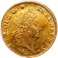 France. Louis XIV (1643-1715). Gold Louis d'or aux 8 L et aux insignes, 1702-W