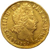 France. Louis XIV (1643-1715). Gold Double Louis d'or aux 8 L et aux insignes, 1703-G (Poitiers)