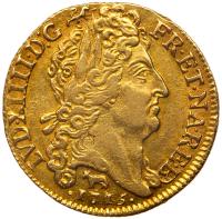 France. Louis XIV (1643-1715). Gold Louis d'or au soleil du Bearn, 1715-Cow