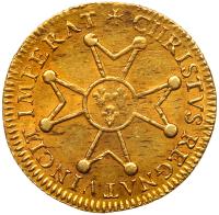 France. Louis XV (1715-1774). Gold Louis d'or a la croix de Malte, 1718-R - 2