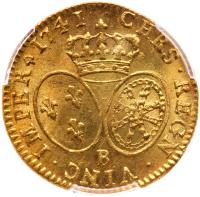 France. Louis XV (1715-1774). Gold Louis d'or au bandeau, 1741-B - 2