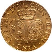 France. Louis XV (1715-1774). Gold Louis d'or au bandeau, 1750/49-W - 2