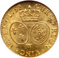 France. Louis XV (1715-1774). gold Louis d'or au bandeau, 1752/1-W - 2