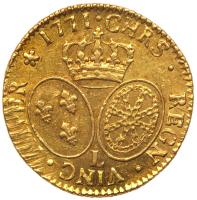 France. Louis XV (1715-1774). Gold Louis d'or au bandeau, 1771-L - 2