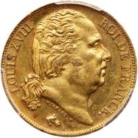 France. Louis XVIII (1815-1824). Gold 20 Francs, 1817-A