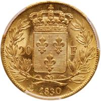 France. Charles X (1824-1830). Gold 20 Francs, 1830-A - 2