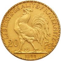 France. Third Republic (1871-1940). Gold Pattern Piedfort 20 Francs, 1899 - 2