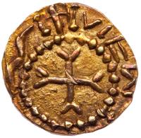 Great Britain. Anglo-Saxon, Kent, Eadbald, 616-640 "Witmen". Gold Thrymsa Shilling, 1.31 g. c 630-640. - 2