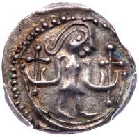 Great Britain. Anglo-Saxon. Kent, Aethelberht II, 725-762. Silver Sceatta, 1.11 g. Series "U", type 23, c. 730. S